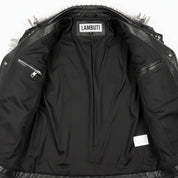 Men's Black Studded Leather Biker Jacket