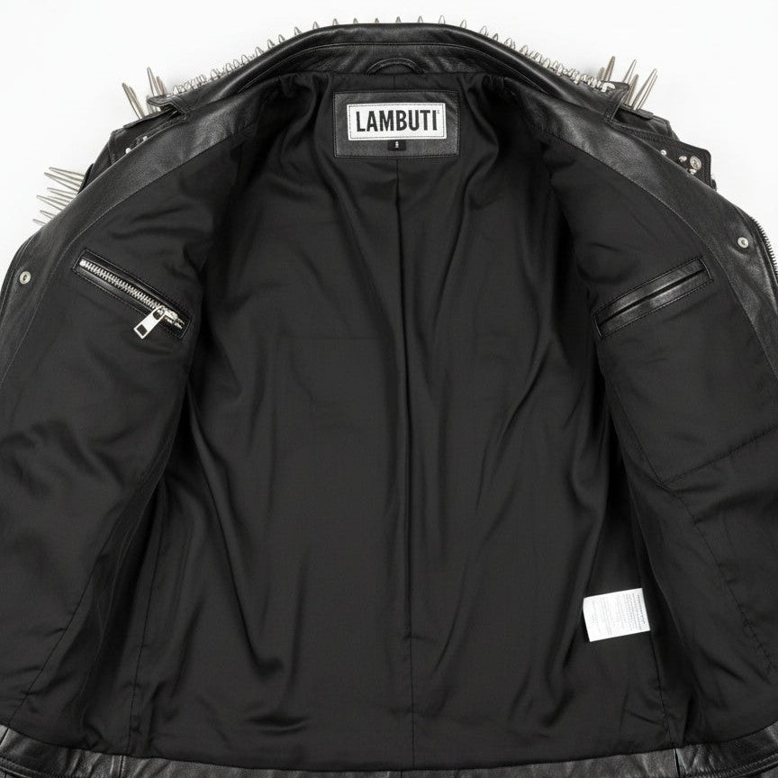 Men's Black Studded Leather Biker Jacket