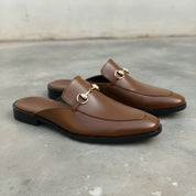Men's Brown Apron-Toe Leather Bit Loafers
