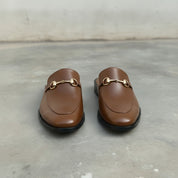 Men's Brown Apron-Toe Leather Bit Loafers