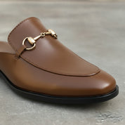 Men's Brown Apron-Toe Leather Bit Loafers
