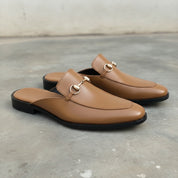 Men's Tan Apron-Toe Leather Bit Loafers