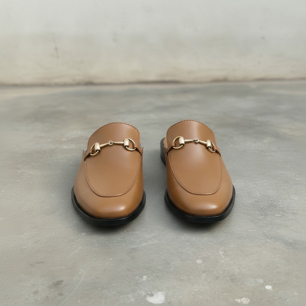 Men's Tan Apron-Toe Leather Bit Loafers