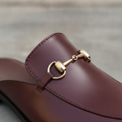Men's Burgundy Apron-Toe Leather Bit Loafers