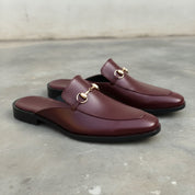 Men's Burgundy Apron-Toe Leather Bit Loafers
