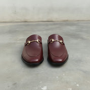 Men's Burgundy Apron-Toe Leather Bit Loafers