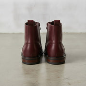 Men's Burgundy Wingtip Leather Derby Boots