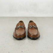 Men's Brown Apron-Toe Leather Bit Loafers