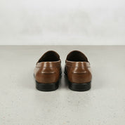 Men's Brown Apron-Toe Leather Bit Loafers