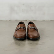 Men's Brown Apron-Toe Leather Bit Loafers