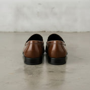 Men's Brown Apron-Toe Leather Bit Loafers