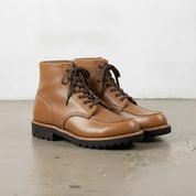 Men's Tan Apron-Toe Leather Lace-Up Boots — Sedgefield