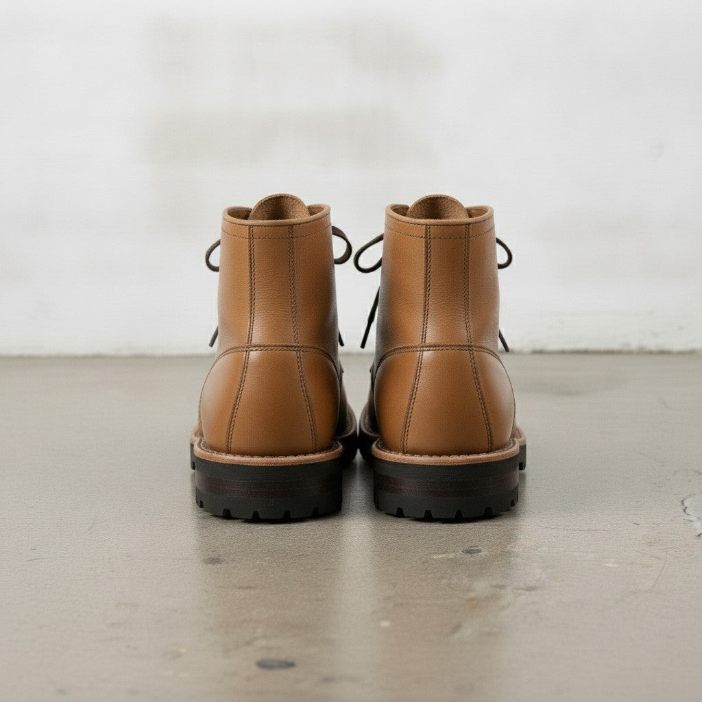 Men's Tan Apron-Toe Leather Lace-Up Boots — Sedgefield