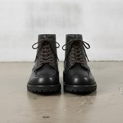 Men's Black Apron-Toe Leather Lace-Up Boots — Sedgefield