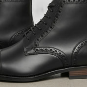 Men's Black Cap-Toe Leather Derby Boots