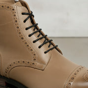 Men's Tan Cap-Toe Leather Derby Boots