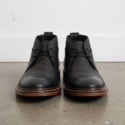 Men's Black Plain-Toe Leather Chukka Boots