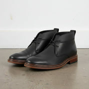 Men's Black Plain-Toe Leather Chukka Boots