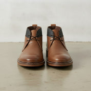 Men's Brown Plain-Toe Leather Chukka Boots