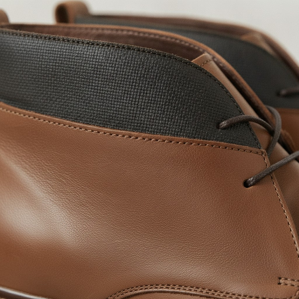 Men's Brown Plain-Toe Leather Chukka Boots