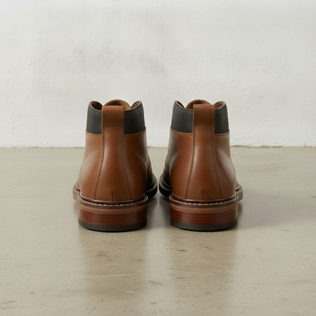 Men's Brown Plain-Toe Leather Chukka Boots