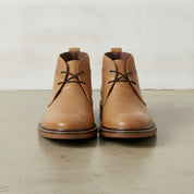 Men's Tan Plain-Toe Leather Chukka Boots