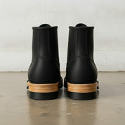 Men's Black Plain-Toe Leather Lace-Up Boots