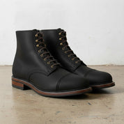 Men's Black Cap-Toe Nubuck Leather Ankle Boots