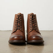 Men's Brown Plain-Toe Leather Ankle Lace-Up Boots