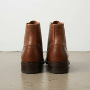 Men's Brown Plain-Toe Leather Ankle Lace-Up Boots