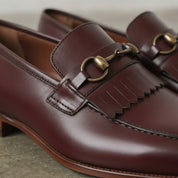 Men's Burgundy Plain-Toe Leather Bit Loafers