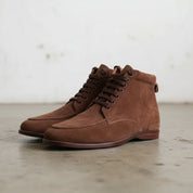 Men's Brown Suede Apron-Toe Derby Boots — Bishopstoke