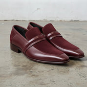 Men's Burgundy Plain-Toe Leather Loafers