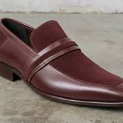Men's Burgundy Plain-Toe Leather Loafers