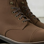 Men's Brown Cap-Toe Suede Ankle Lace-Up Boots