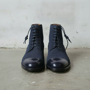 Men's Navy Blue Cap-Toe Suede Derby Boots