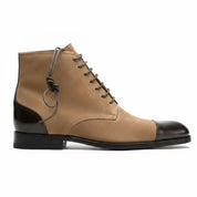 Men's Tan Cap-Toe Suede Derby Boots