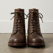 Men's Dark Brown Plain-Toe Leather Combat Boots — Huntington