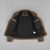 Men's Brown Studded Leather Biker Jacket