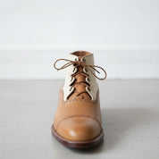 Men's Tan and Cream Cap-Toe Leather Spectator Oxford Boots — Edridge