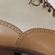 Men's Tan and Cream Cap-Toe Leather Spectator Oxford Boots — Edridge
