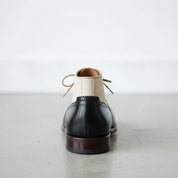 Men's Black and Cream Cap-Toe Leather Spectator Oxford Boots