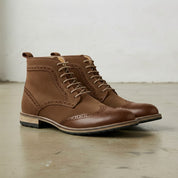 Men's Brown Wingtip Suede Derby Boots — Potter