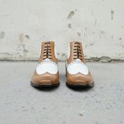 Men's Tan and White Wingtip Leather Spectator Oxfords — Scott