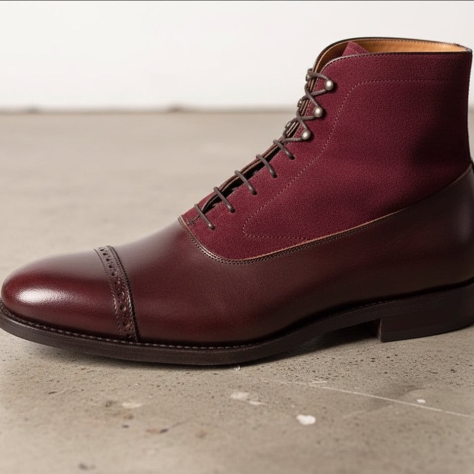 Men's Burgundy Cap-Toe Leather Oxford Boots — Adlard — Adlard