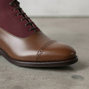 Men's Brown Cap-Toe Leather Oxford Boots — Adlard