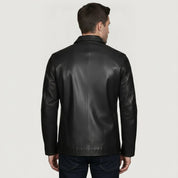 Men's Black Leather Biker Jacket — Bracknell