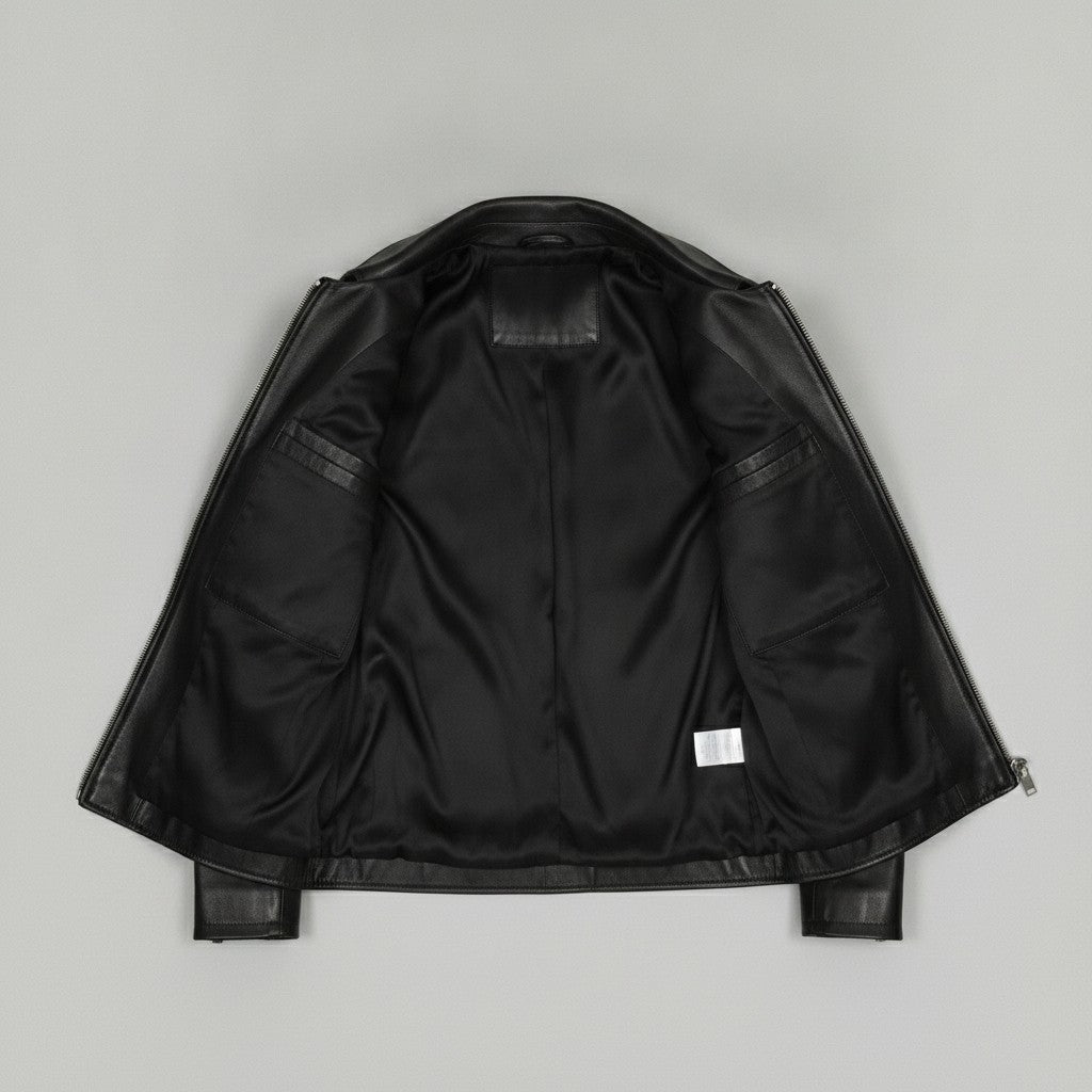 Men's Black Leather Biker Jacket — Bracknell