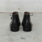 Men's Black Medallion-Toe Leather Side-Lace Boots — Oldham
