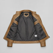 Men's Tan Leather Biker Jacket — Chesterfield